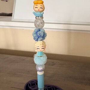 Hand Beaded Blue Princess Inspired Pen | One of a Kind | Ink Refill Included